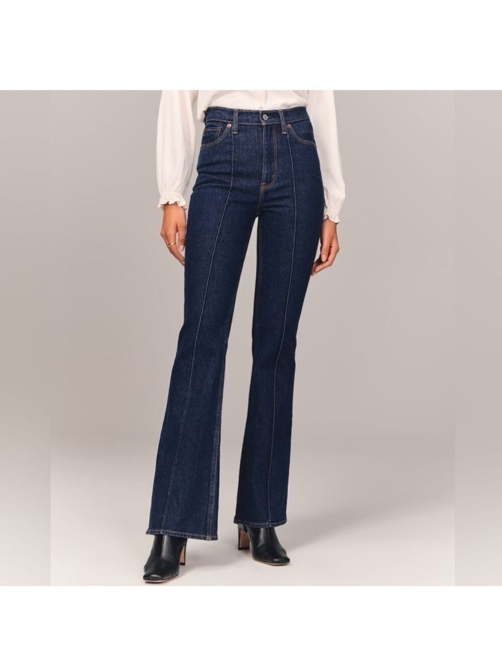 NWOT Abercrombie & Fitch Vintage Flare High Rise Pintuck Seam Curve Jeans 32 14